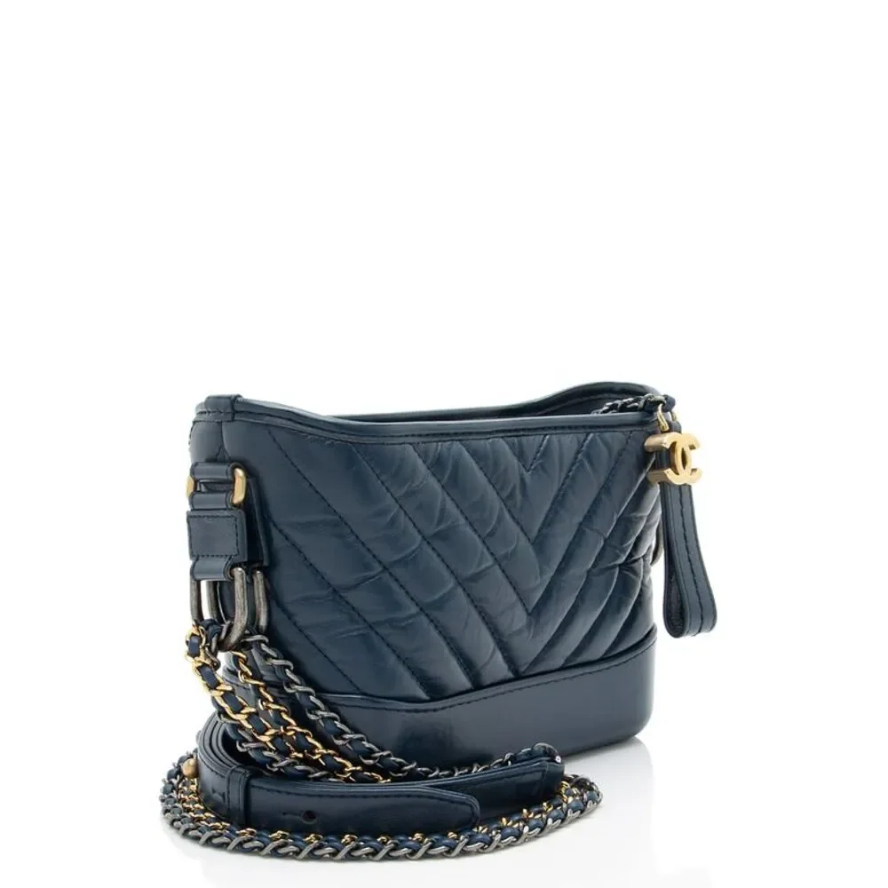 Chanel Chevron Aged Calfskin Gabrielle Small Hobo